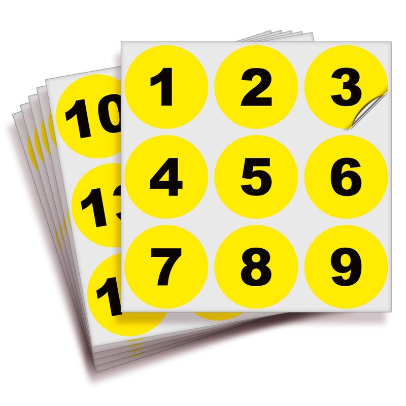 iSYFIX Yellow Consecutive Number Stickers â€“ 1 to 50, 2-inch, 1 Set â€“ Vinyl Self Adhesive Premium Decal, Ideal for Inventory, Storage, Organizing, Boxes, Bins, Toolbox, Lockers & More, Indoor/Outdoor - Image 1